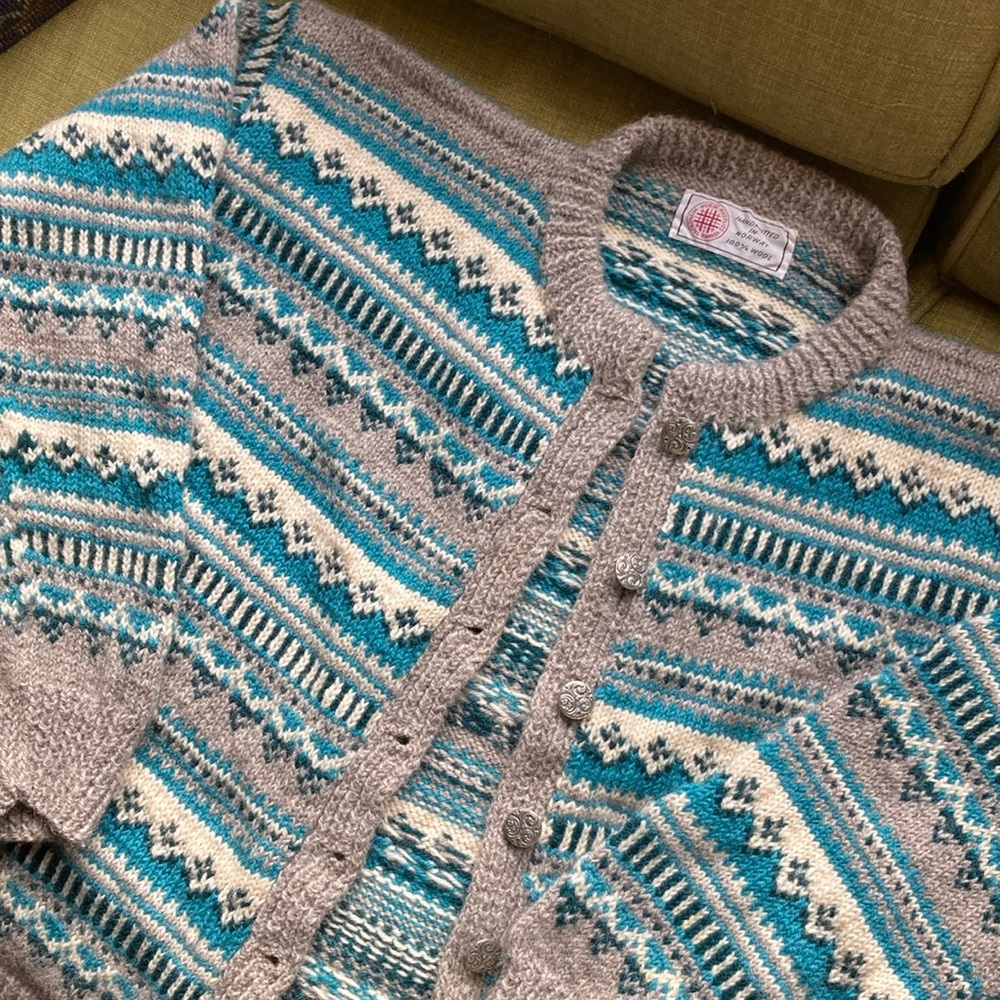 Hand-knitted Norwegian Wool Cardigan